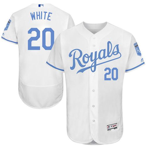 Royals #20 Frank White White Flexbase Authentic Collection Father's Day Stitched MLB Jersey - Click Image to Close